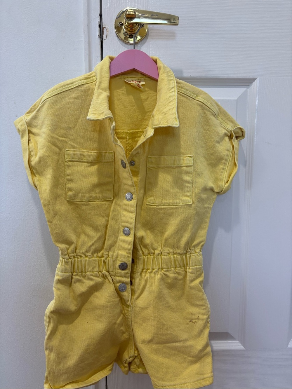 Cat & Jack Yellow Button-Front Short Sleeve Romper